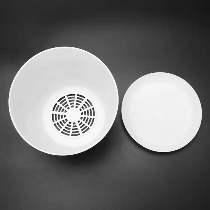 Pot de fleurs en plastique avec calibre supérieur blanc