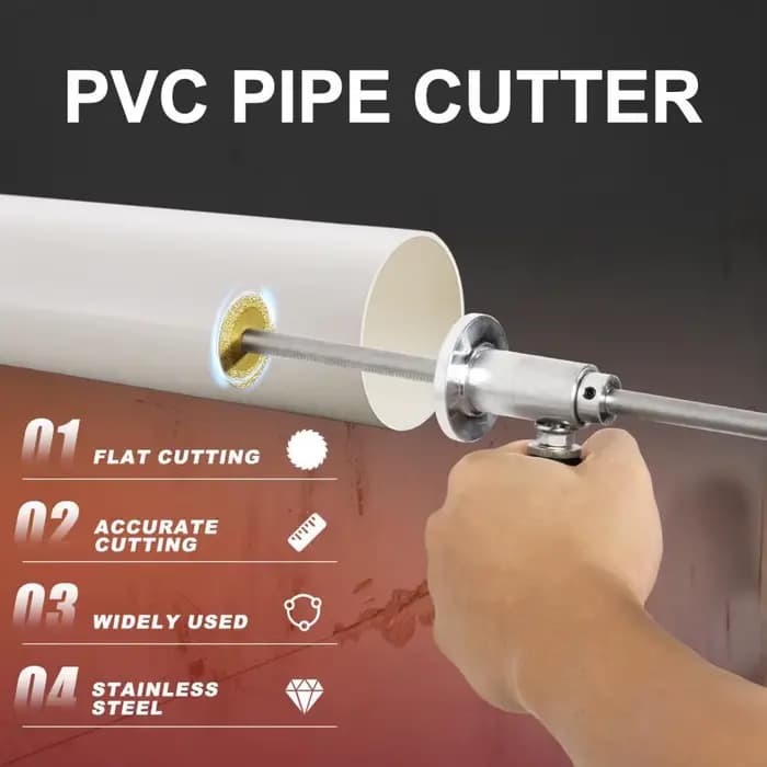 Outil de coupe de tuyaux en PVC en acier inoxydable avec 5 lames, profondeur réglable, poignée ergonomique pour une coupe intérieure lisse des plomberie