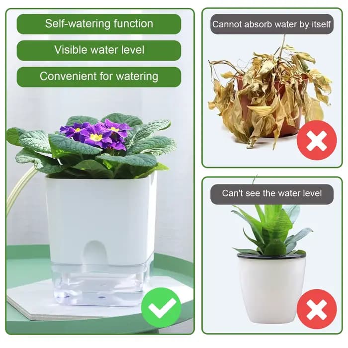 Pot de Fleurs Magnétique en Plastique Auto-Absorbant avec Corde de Coton