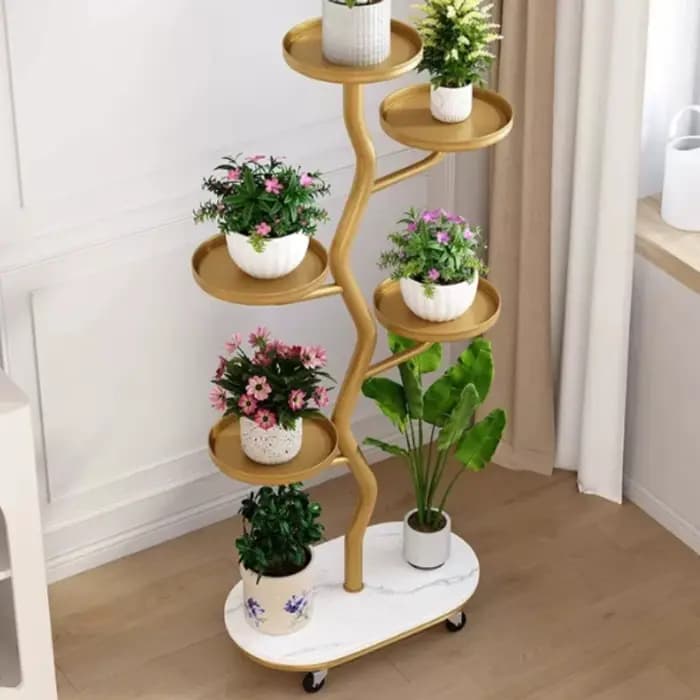 Support de plantes vertical à plusieurs niveaux en métal rond, étagère de luxe pour arbres, décoration d'intérieur et d'extérieur