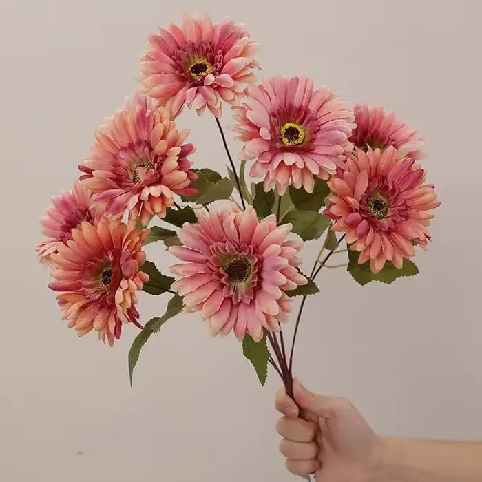 Bouquet de fleurs artificielles Gerbera Orange, décoration de salon de maison, Simulation de plante