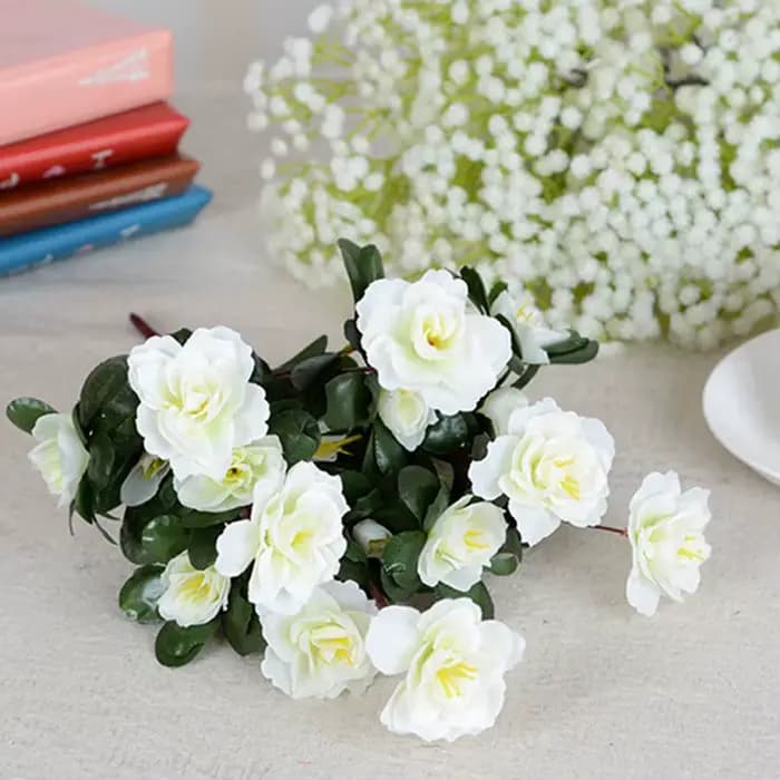 Buissons d'azalée rouge artificiels, fausses fleurs, extérieur, automne, haute qualité, décor de degré UV, décorations pour la maison, petit pour jardin