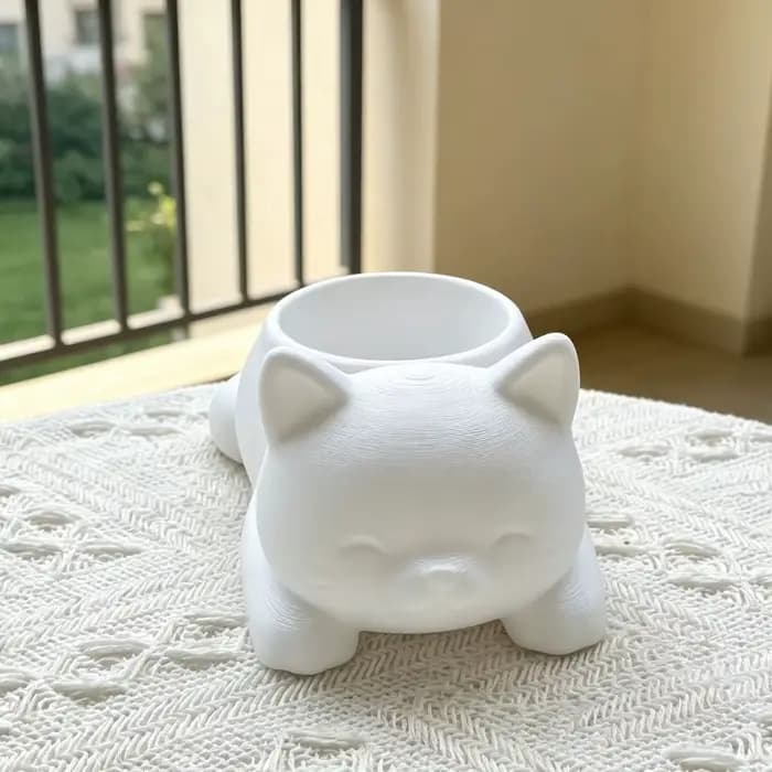 Pot de fleurs en forme de chat imprimé en 3D Kawaii