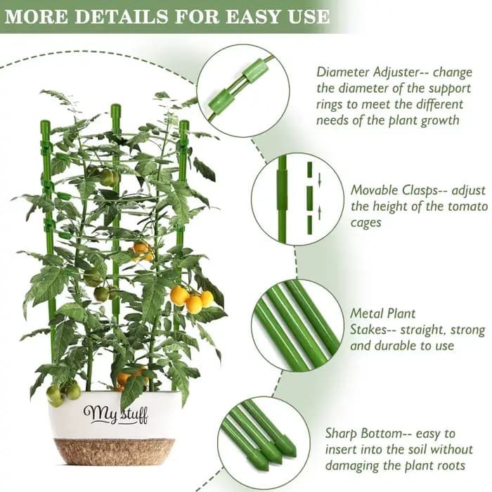 Cage à tomates réglable de 90cm, 36 pouces, Support pour plantes, treillis de concombre pour plantes