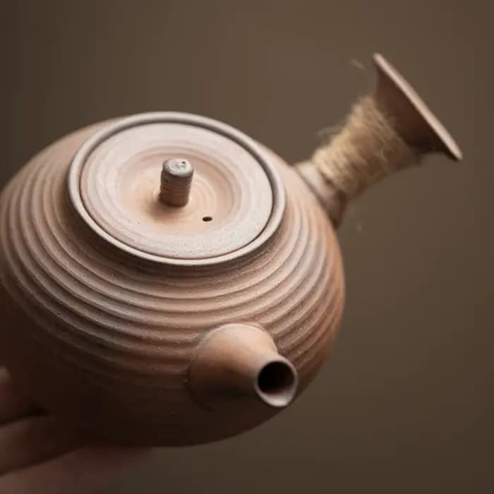 Théière à poignée latérale en poterie brute de boue de roche ancienne de 200ML