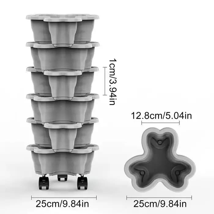 Jardinière verticale à 6 niveaux avec roulettes