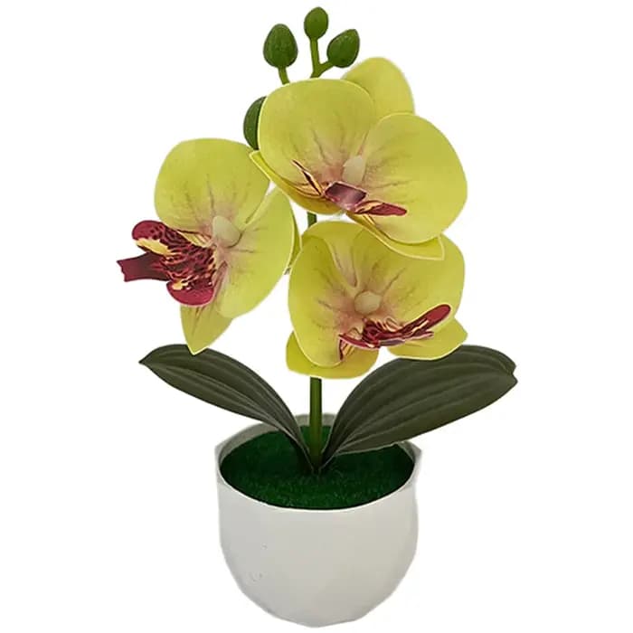 Plante artificielle en pot à 3 têtes d'orchidées