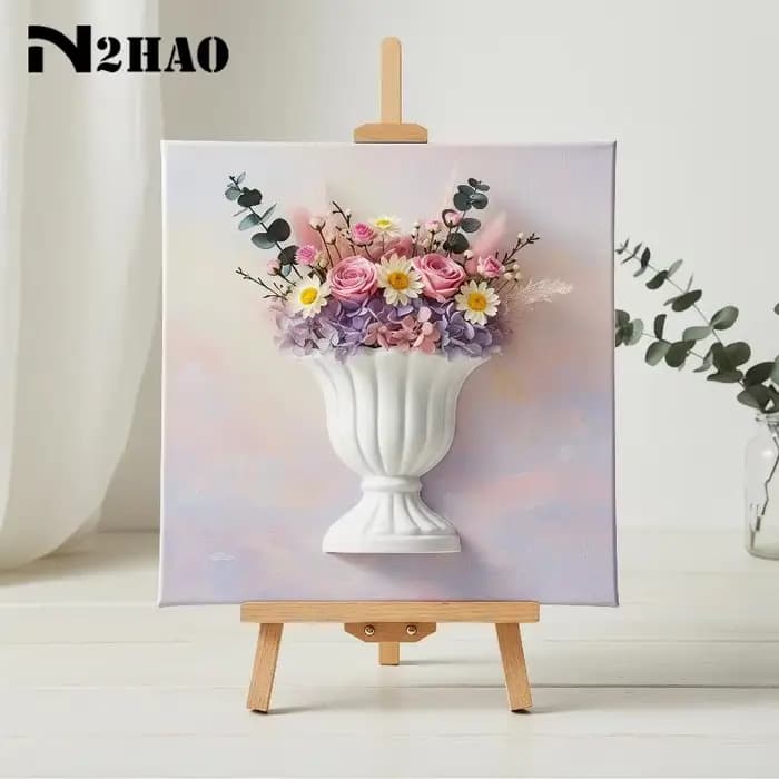 Vase mural demi-cercle blanc pour peinture à l'huile à la française