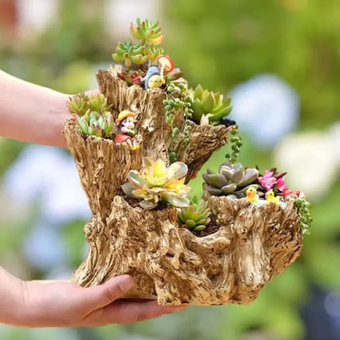 Pot de fleurs en résine pour plantes succulentes, support en pot de bureau, en forme d'arbre créatif