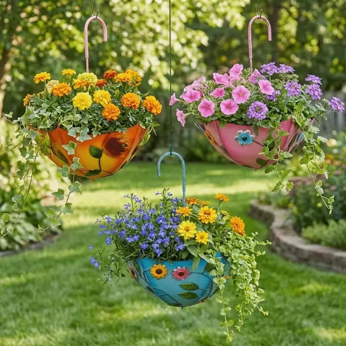 Pot de fleurs décoratif en fer en forme de parapluie