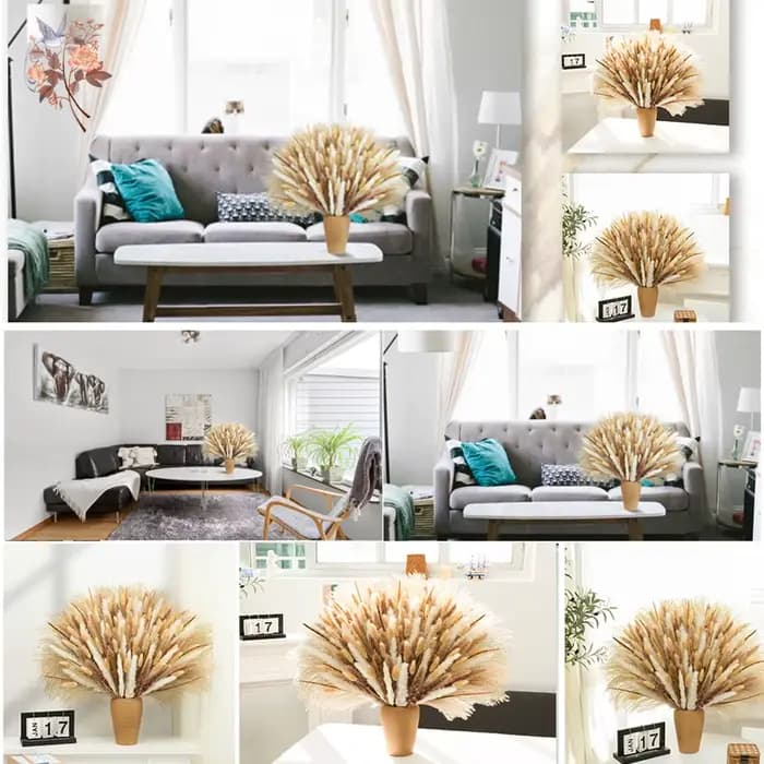 Bouquet de 150 tiges de fleurs de pampa naturelles séchées