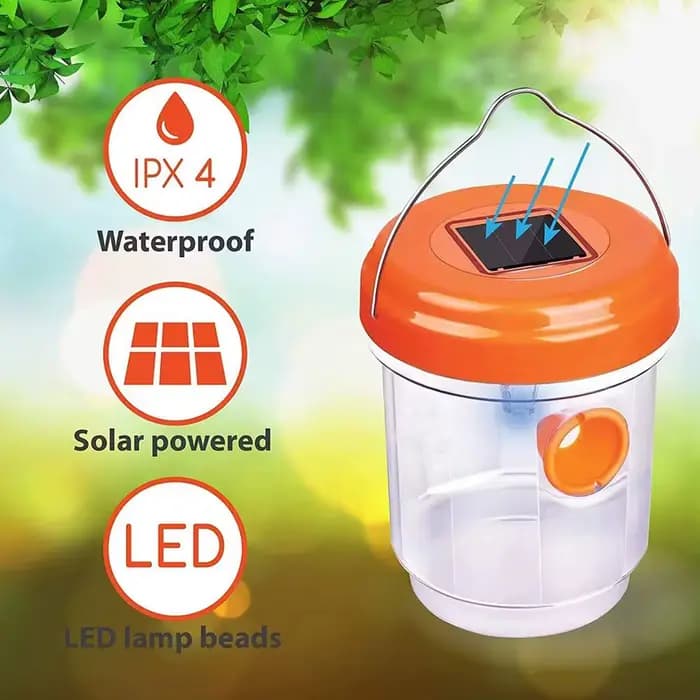 Piège à mouches et guêpes à lumière LED solaire