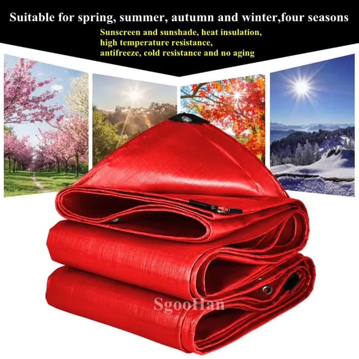 Bâche en PE rouge imperméable, auvent extérieur, voile d'ombrage, bâche de camping, bâche de bateau,