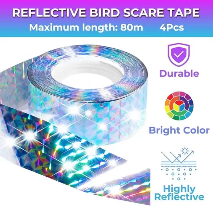 Ruban Réfléchissant Anti-Oiseaux, Bande Laser Anti-Oiseaux Double Face, Rubans Répulsifs pour Jardin