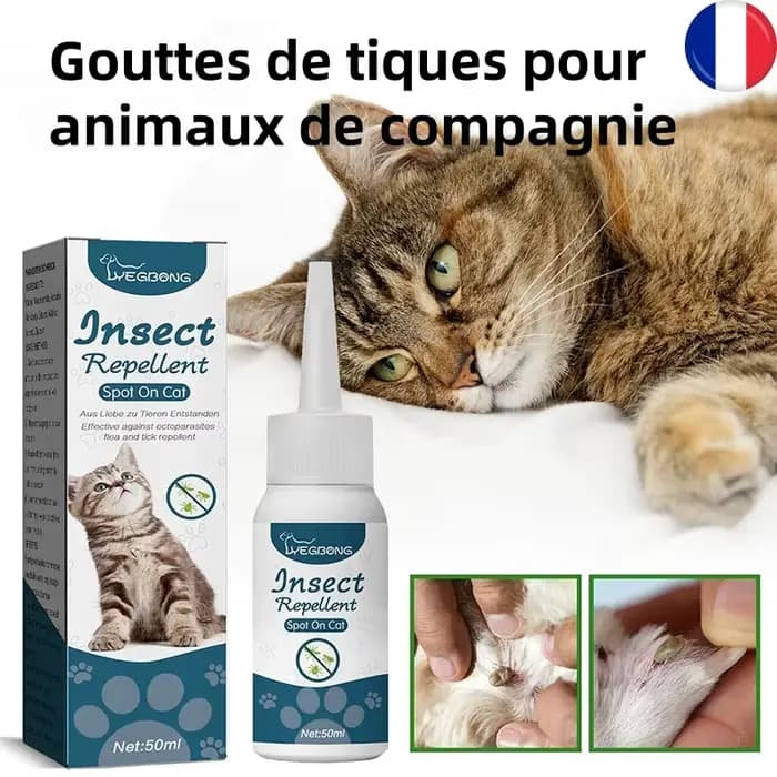 Agent anti-tiques anti-puces pour animaux de compagnie,élimination des acariens,anti-insectes pour c