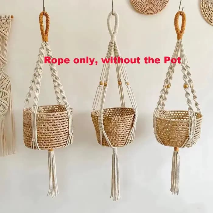 Cintre pour plantes en macramé, panier de jardinière suspendu d'intérieur, corde en coton tissée, Po