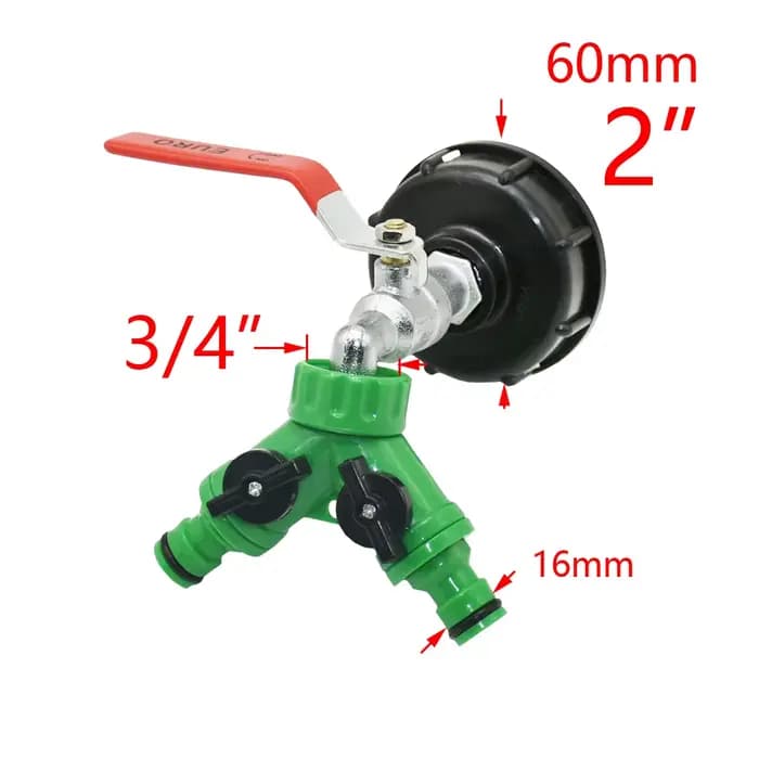 Adaptateur de robinet précieux IBC pour ferme, S60 x 6, filetage grossier à 1/2, en effet 3/4, conne