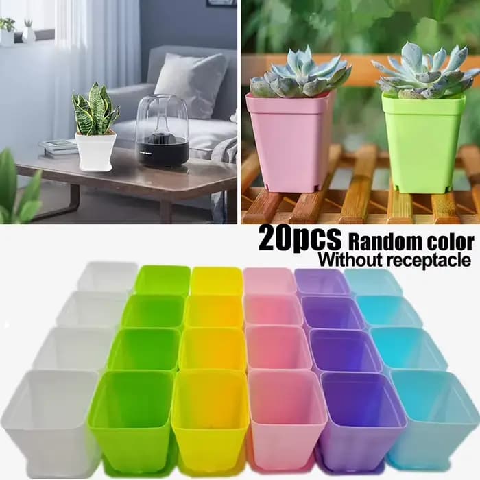 20 pièces Mini bassin carré Pot de fleur coloré plantes succulentes plateaux décor de bureau à domic