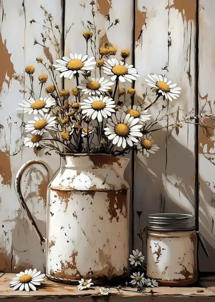 Affiche murale Vintage avec plantes d'olivier citron dans un Vase