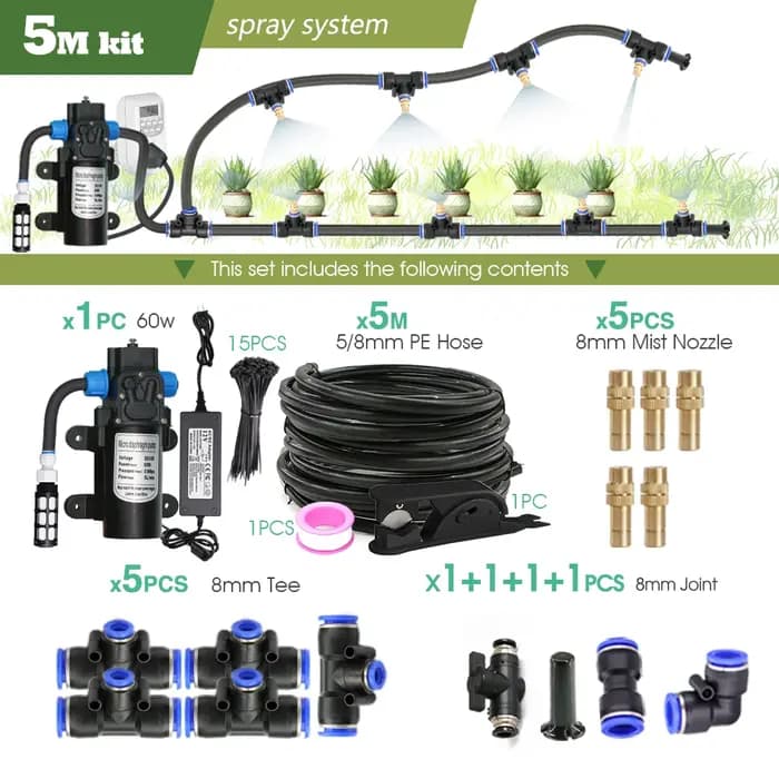 Kit d'atomiseur à buse en laiton réglable pour jardin extérieur