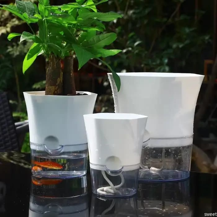 Pot de Fleurs Hydroponique en Plastique à Double Couche