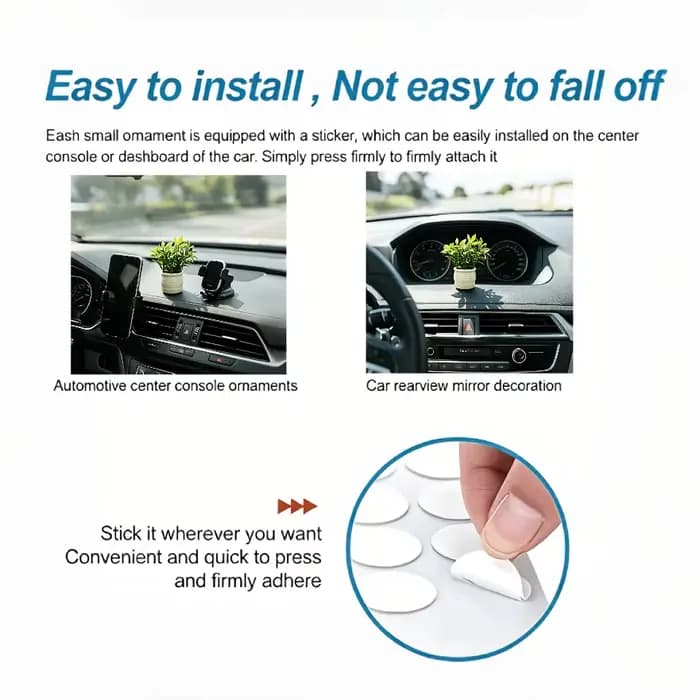 1 ensemble de mini-pots de plantes vertes artificielles | Ornement de console centrale de voiture