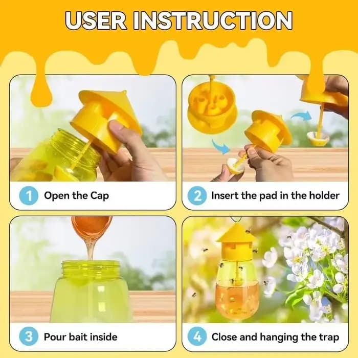 5/1x piège à mouches de fruits en plastique tueur piège à drosophile Anti mouche tueur de fruits rec