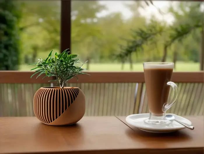 Pot à plantes moderne et minimaliste imprimé en 3D - Pot à fleurs biodégradable pour la décoration de la maison, cadeau durable et écologique (Narvo)