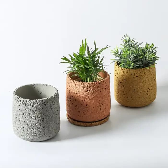 Pot de fleurs en ciment nordique, simple, personnalité créative, imitation pierre volcanique, pot de