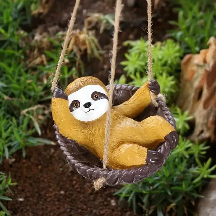 Décoration de jardin en forme de paresseux à suspendre pour extérieur, statue de paresseux pour la décoration de jardin, patio ou fête, figurines décoratives de paresseux mignonnes en train de balanço