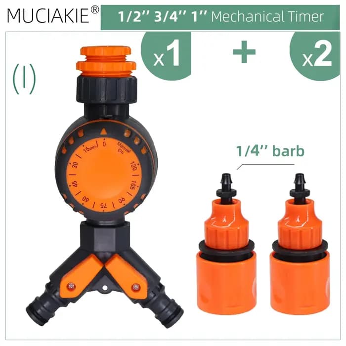 Minuterie mécanique de jardin à 3 voies avec double contrôle