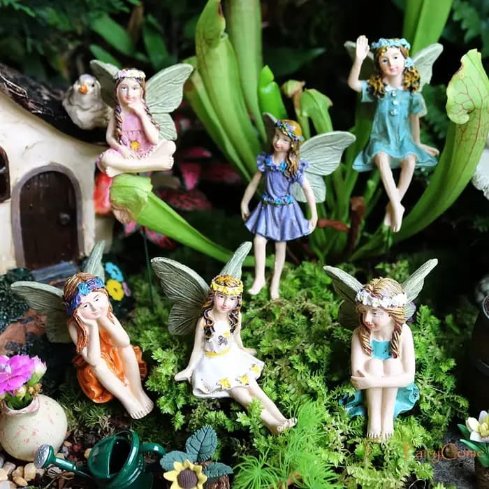 Figurines de fées de jardin miniatures en résine, mini-statues de fées, décorations et accessoires pour jardin féerique