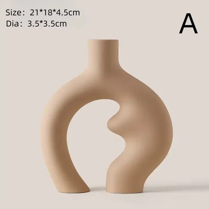 Vase creux circulaire, pot de fleur de beignets en céramique