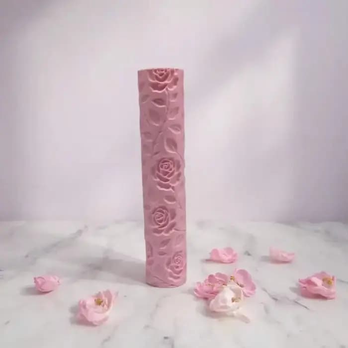 Rouleau de texture en relief motif floral Rose Sauvage pour poterie DIY