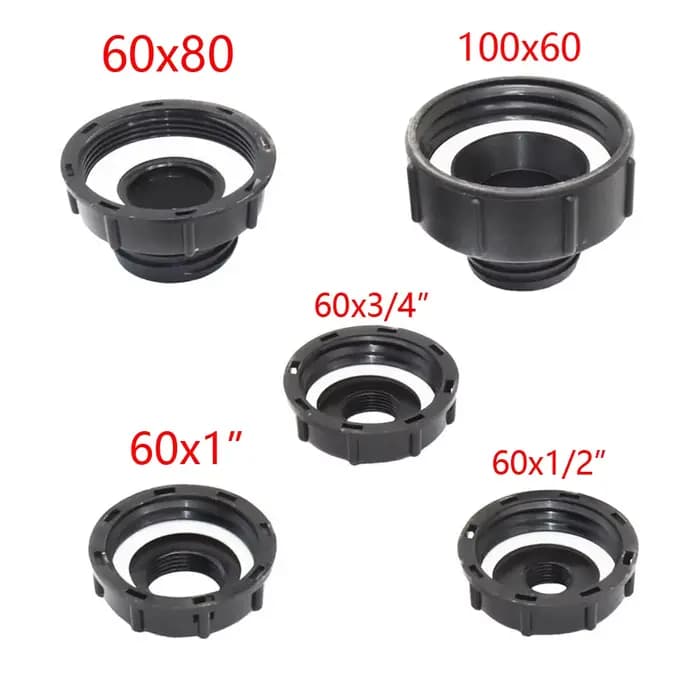 Adaptateur de robinet précieux IBC pour ferme, S60 x 6, filetage grossier à 1/2, en effet 3/4, conne