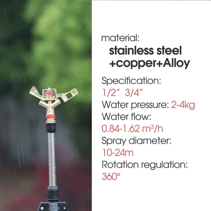 Arroseur à pulsation en métal à filetage mâle, alliage de zinc, culbuteur à 1/2 °, buse de pulvérisa