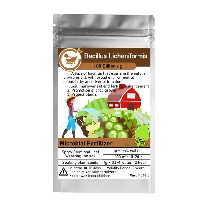 50g Bacillus Licheniformis 100 milliards d'engrais biologique microbien pour l'agriculture organique améliore la structure du sol et la vitalité des plantes