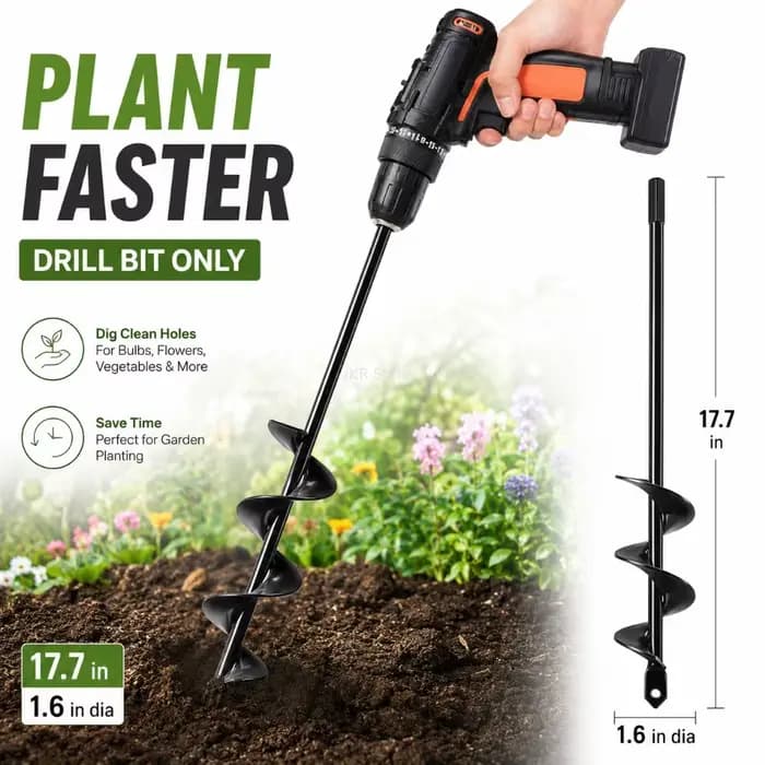 Tarière spirale manuelle ou électrique pour jardinage