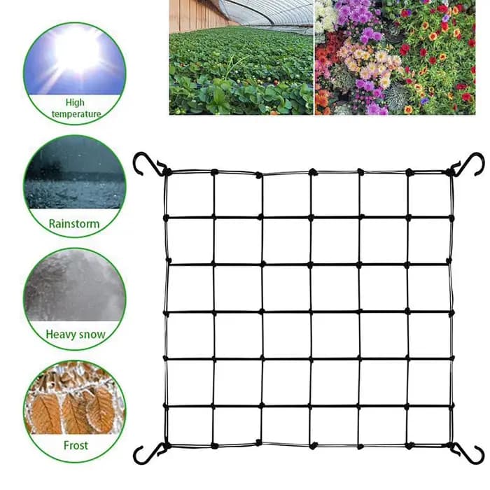 Tente de culture en Polyester élastique, filet en treillis extensible, Support de plantes avec 4 cro