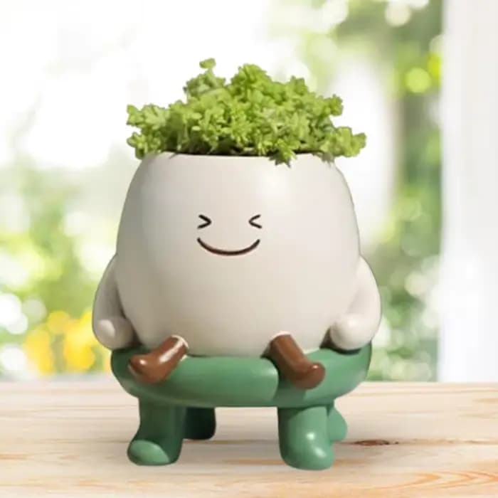 Pot à Cactus 9x10cm, Jardinière Mignonne, Jardinière Élégante avec Jambes Souriantes, Mini Pots en Résine, Cadeau