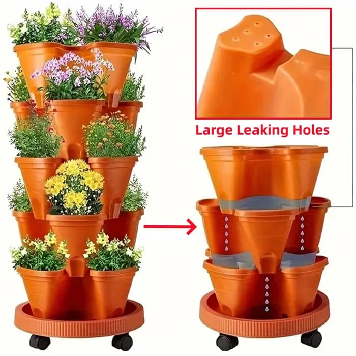 Pot de fleur empilable multi-documents, récipient de plantation vertical, 3 pétales, 4 pétales, Harv
