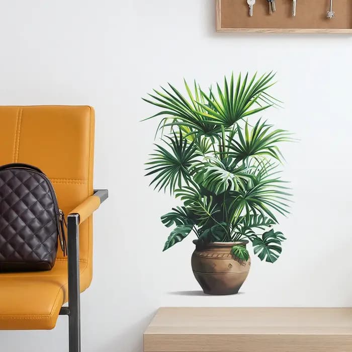 Autocollant mural auto-adhésif en Pot de plante verte