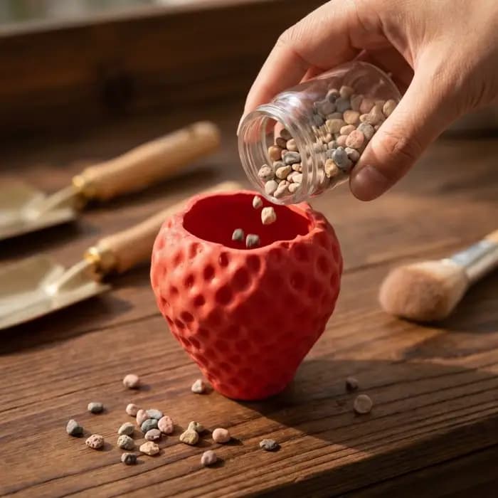 Pot de fleurs amusant imprimé en 3D en forme de fraise