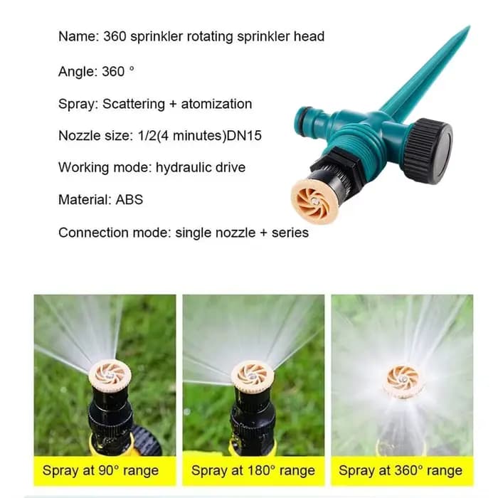 Arroseur de jardin 360 ° Système d'arrosage par Rotation, Tube automatique au sol pour l'agricultu