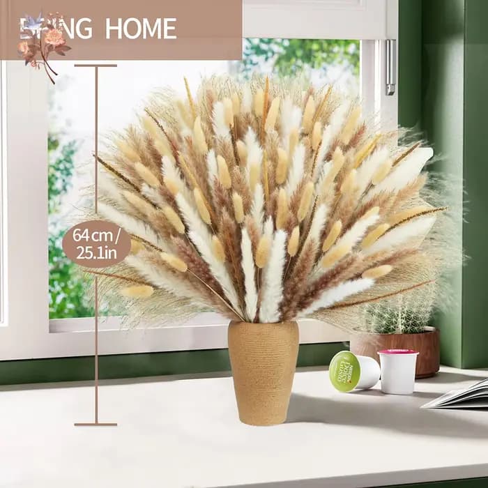 Bouquet de 150 tiges de fleurs de pampa naturelles séchées