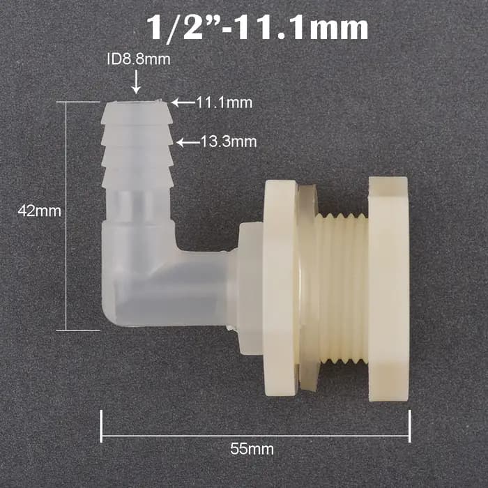 ABS 1/2 pouce à 6.4 ~ 20mm coude Irrigation Joint réservoir d'eau tuyau connecteur Aquarium jardin