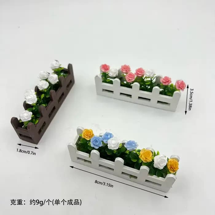 Mini clôture de Roses en pot, ensemble de fleurs, modèle de cloison de balcon, échelle, ornements miniatures, accessoires Photo, décoration de maison, décor de bureau