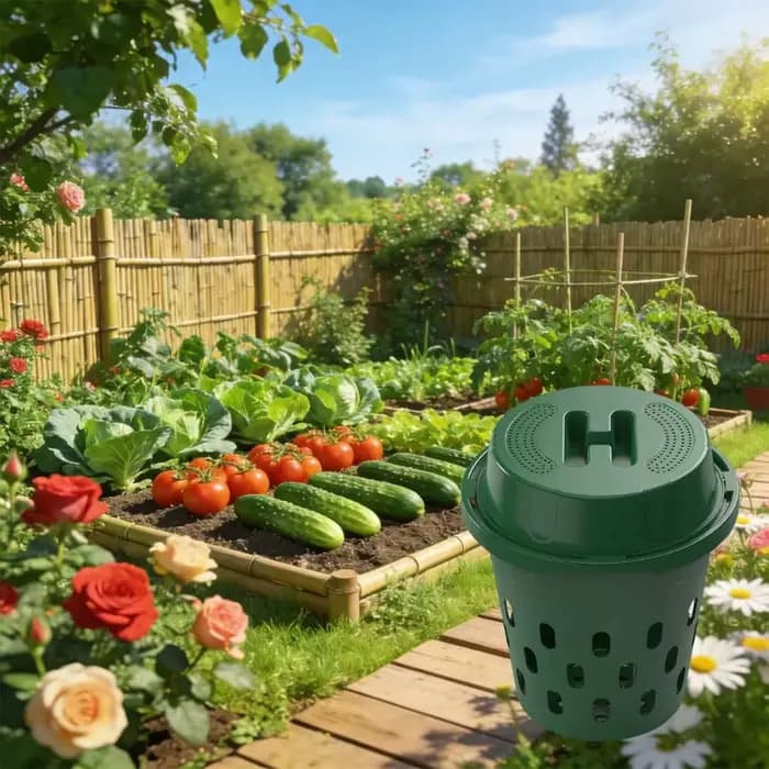 Conteneur compostage en plastique sûr pour manipulation des déchets organiques dans les jardins les