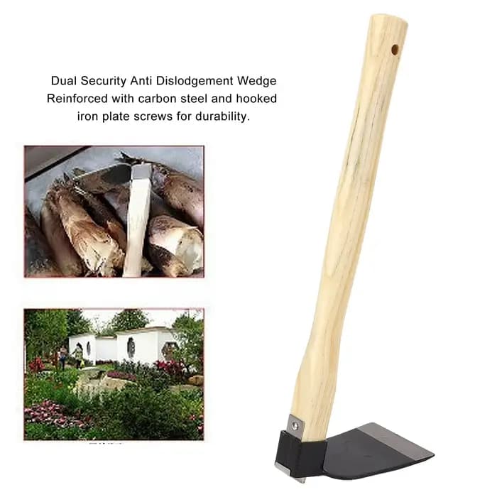 Houe à main de jardinage légère en acier au carbone avec manche ergonomique en bois pour le désherbage domestique