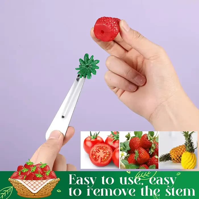 Outil de carottage de tomate, outil de retrait de carottier en acier inoxydable de fraise, dissolvant de tige supérieure de tomate Portable, dissolvant de tiges de tomate ergonomique